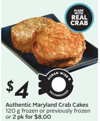 Sobeys Authentic Maryland Crab Cakes offer