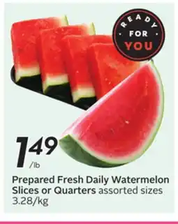 Sobeys Prepared Fresh Daily Watermelon Slices or Quarters offer