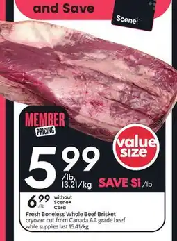Sobeys Fresh Boneless Whole Beef Brisket offer
