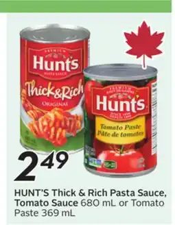 Sobeys HUNT'S Thick & Rich Pasta Sauce, Tomato Sauce offer