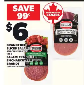 Independent Grocer BRANDT DELI SLICED SALAMI, 125 G offer