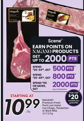Sobeys Premium Fresh Pork Loin Hotel Cut Chops, Tenderloin or Back Ribs offer