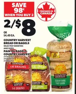 Independent Grocer COUNTRY HARVEST BREAD OR BAGELS offer