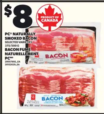 Independent Grocer PC NATURALLY SMOKED BACON, 375/500 G offer