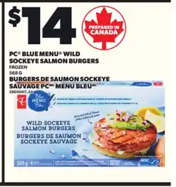 Independent Grocer PC BLUE MENU WILD SOCKEYE SALMON BURGERS, 568 G offer