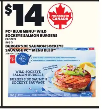 Independent Grocer PC BLUE MENU WILD SOCKEYE SALMON BURGERS, 568 G offer