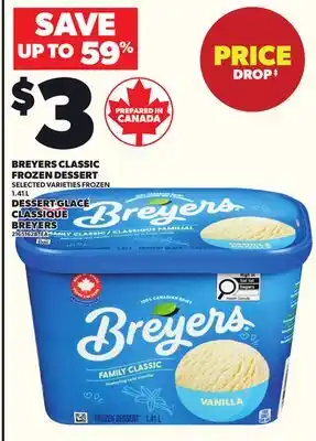 Independent Grocer BREYERS CLASSIC FROZEN DESSERT, 1.41 L offer