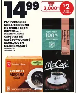 Independent Grocer PC PODS 30'S OR MCCAFÉ GROUND OR WHOLE BEAN COFFEE 340 G offer