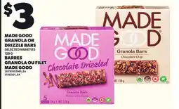 Independent Grocer MADE GOOD GRANOLA OR DRIZZLE BARS, 120 G offer