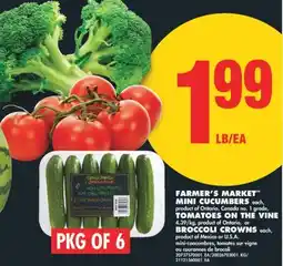 No Frills FARMER'S MARKET MINI CUCUMBERS or BROCCOLI CROWNS, PKG OF 6 offer