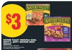 No Frills NATURE VALLEY GRANOLA BARS, MOTT'S or BETTY CROCKER FRUIT SNACKS, 120-230 g offer