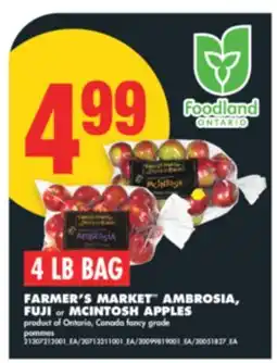 No Frills FARMER'S MARKET AMBROSIA, FUJI or MCINTOSH APPLES, 4 LB BAG offer