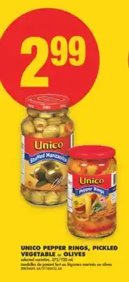 No Frills UNICO PEPPER RINGS, PICKLED VEGETABLE or OLIVES, 375/750 mL offer