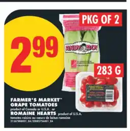 No Frills FARMER'S MARKET GRAPE TOMATOES, 283 G or ROMAINE HEARTS, PKG OF 2 offer