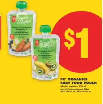 No Frills PC ORGANICS BABY FOOD POUCH, 128 mL offer