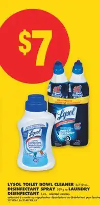 No Frills LYSOL TOILET BOWL CLEANER 2x710 mL, DISINFECTANT SPRAY 539 g or LAUNDRY DISINFECTANT 1.2 L offer