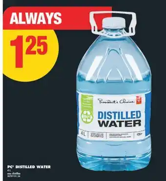 No Frills PC DISTILLED WATER, 4 L offer