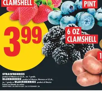 No Frills STRAWBERRIES, 1 LB CLAMSHELL, BLUEBERRIES, PINT or BLACKBERRIES, 6 OZ CLAMSHELL offer