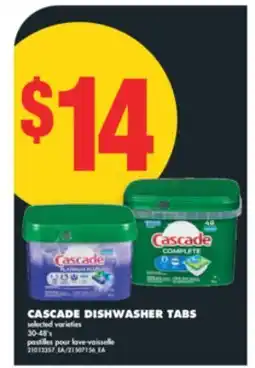 No Frills CASCADE DISHWASHER TABS, 30-48's offer