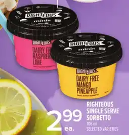 Metro RIGHTEOUS SINGLE SERVE SORBETTO offer