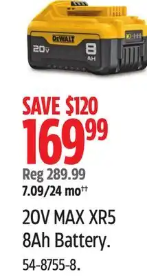 Canadian Tire DEWALT 20V MAX XR5 8Ah Battery offer