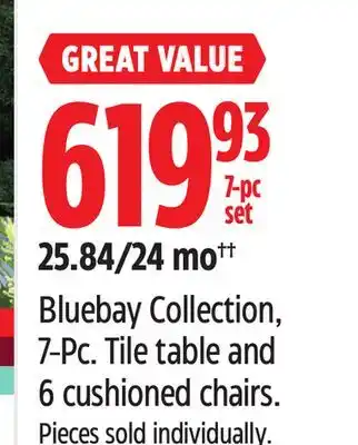 Canadian Tire Bluebay Collection, 7-Pc. Tile table and 6 cushioned chairs offer