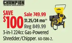Canadian Tire Champion Power Equipment 3-in-1 224cc Gas-Powered Shredder/Chipper offer