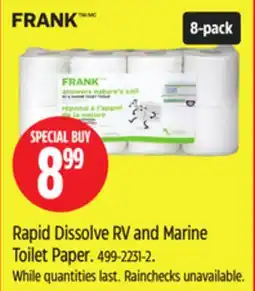 Canadian Tire FRANK Rapid Dissolve RV and Marine Toilet Paper offer