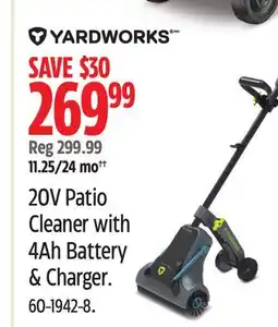 Canadian Tire Yardworks 20V Patio Cleaner with 4Ah Battery & Charger offer