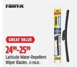 Canadian Tire Rain-X Latitude Water-Repellent Wiper Blades offer