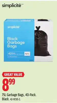 Canadian Tire 75L Garbage Bags offer