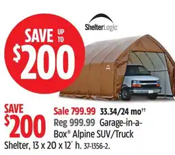 Canadian Tire Shelter logic Garage-in-a- Box Alpine SUV/Truck Shelter offer