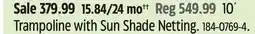 Canadian Tire Trampoline with Sun Shade Netting offer