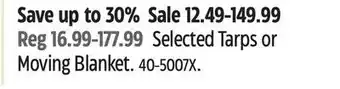 Canadian Tire Certified Selected Tarps or Moving Blanket offer
