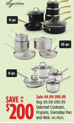 Canadian Tire Lagostina Selected Cooksets, Frypans, Everyday Pan and Wok offer