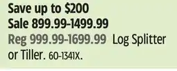 Canadian Tire Log Splitter or Tiller offer