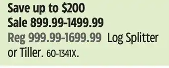 Canadian Tire Log Splitter or Tiller offer