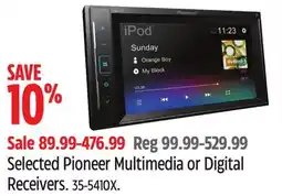 Canadian Tire Selected Pioneer Multimedia or Digital Receivers offer