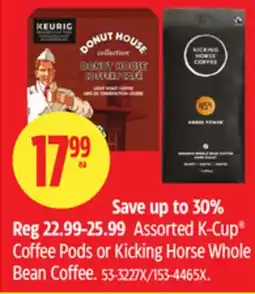 Canadian Tire KEURIG Assorted K-Cup Coffee Pods or Kicking Horse Whole Bean Coffee offer