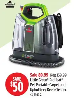 Canadian Tire Bissell Little Green ProHeat Pet Portable Carpet and Upholstery Deep Cleaner offer