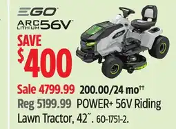 Canadian Tire POWER+ 56V Riding Lawn Tractor, 42˝ offer