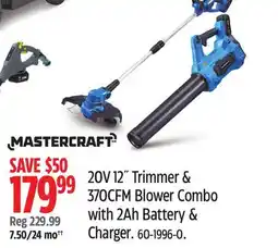 Canadian Tire Mastercraft 20V 12 Trimmer & 370 CFM Blower Combo with 2Ah Battery & charger offer