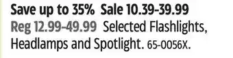 Canadian Tire Energizer Selected Flashlights, Headlamps and Spotlight offer