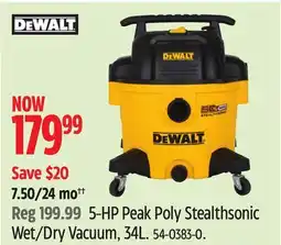 Canadian Tire Dewalt 5-HP Peak Poly Stealthsonic Wet/Dry Vacuum, 34L offer