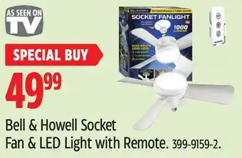 Canadian Tire Bell & Howell Socket Fan & LED Light with Remote offer