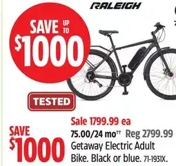 Canadian Tire Getaway Electric Adult Bike offer