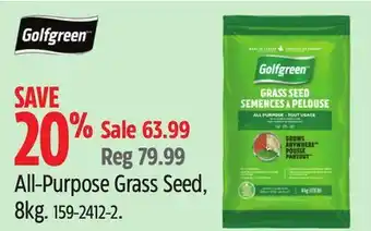 Canadian Tire Golfgreen All-Purpose Grass Seed, 8kg offer