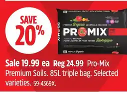 Canadian Tire Pro-Mix Premium Soils. 85L triple bag offer