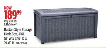Canadian Tire Keter Rattan Style Storage Deck Box, 416L offer