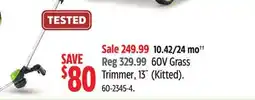 Canadian Tire Greenworks 60V Grass Trimmer offer